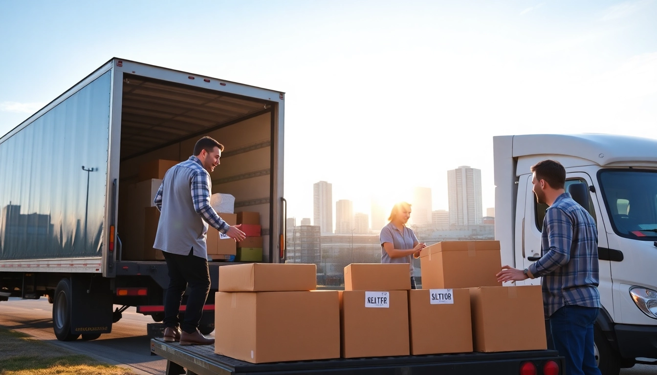 Calgary movers from Apex YYC Local Moving Team efficiently load belongings into a truck outdoors, showcasing expertise and professionalism.