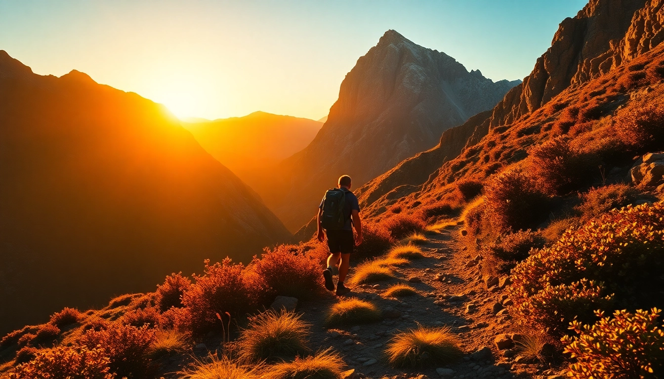 Trekking adventure in Indonesia showcasing a hiker traversing lush mountain trails amidst scenic views, inspiring outdoor exploration with rugged terrain.