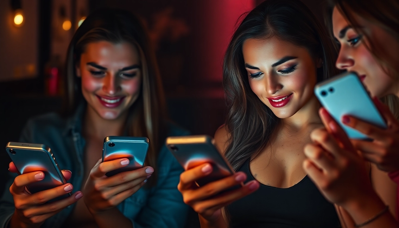 Young adults exchanging plans cul messages on smartphones for casual encounters, emphasizing