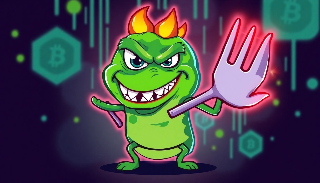 Engaging Angry Pepe Fork Collectible showcasing a fierce meme character with bold colors and