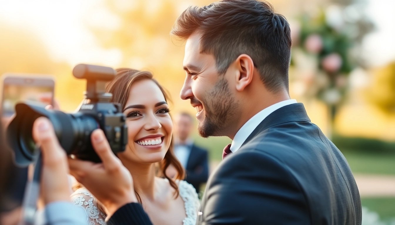 Skilled eskuvoi fotos captures genuine wedding moments of a happy couple outdoors, emphasizing