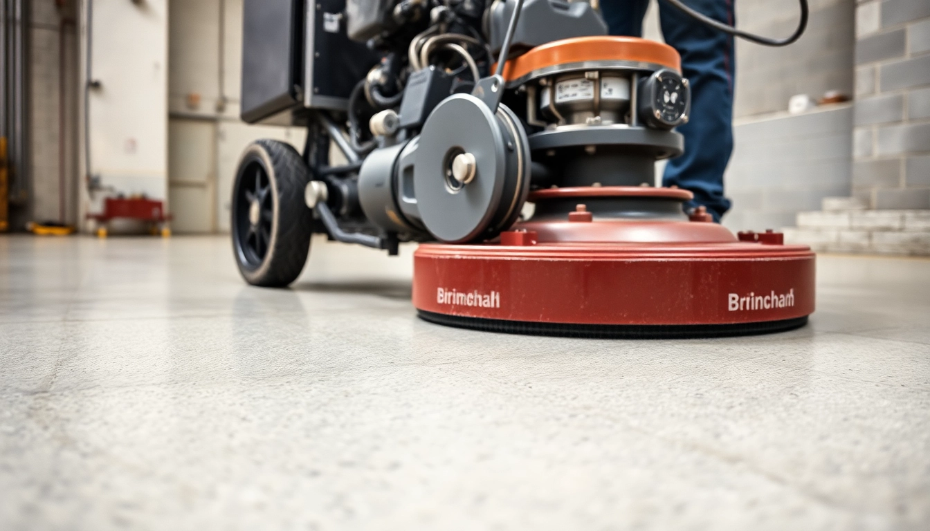 Experienced concrete grinding Birmingham specialists using machinery to smooth and finish